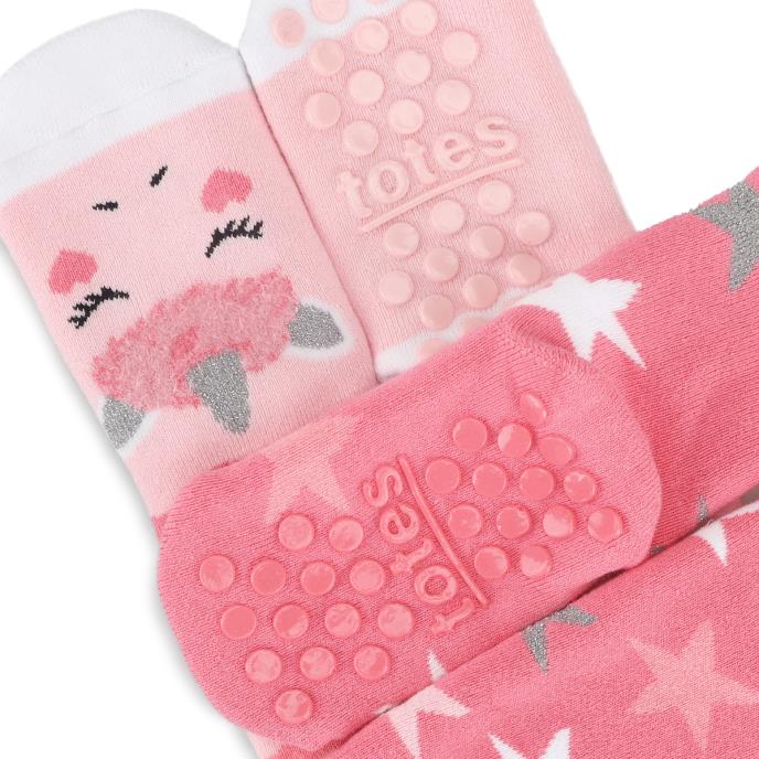 totes toasties® Childrens Original Slipper-Sox (Twin Pack) Unicorn / Star Extra Image 3